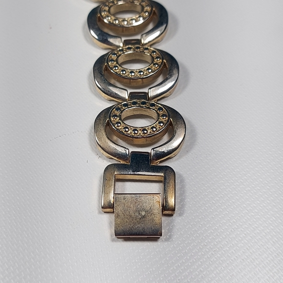 Varsales Womens Gold Silver Tone Crystal MOP Bracelet Wrist Watch, New Battery - Picture 4 of 7